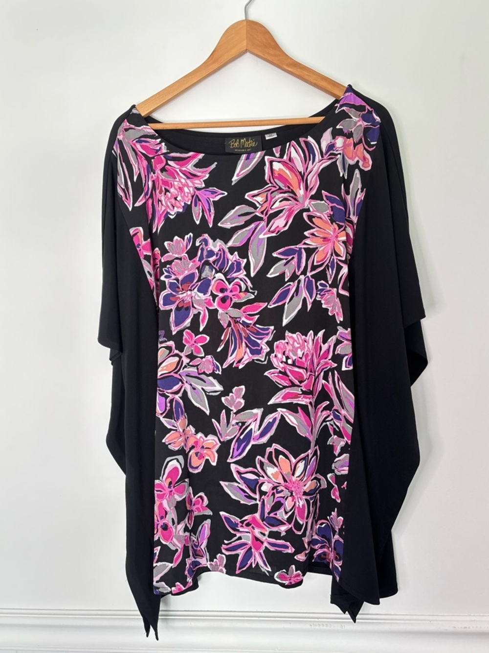 Bob Mackie Wearable Art Floral Kimono Top Blouse 3x Tropical Coastal *D31